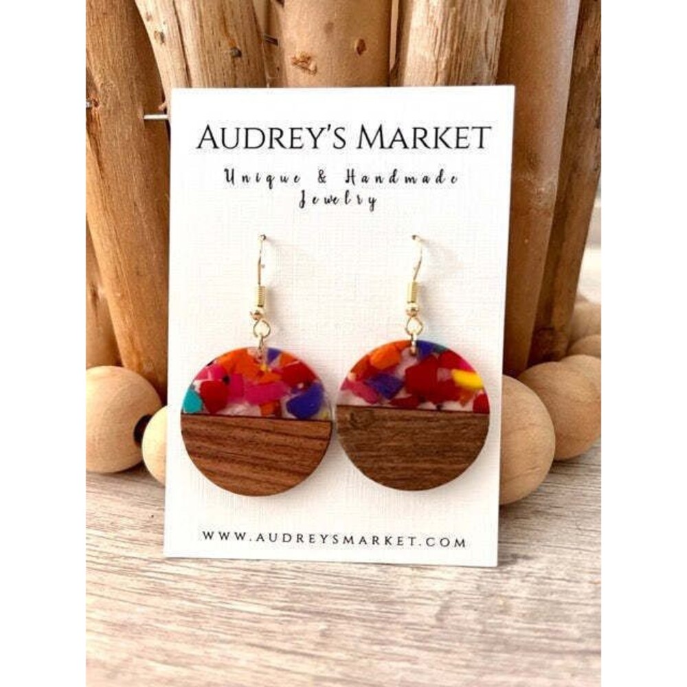Watercolor Wooden Boho Art Earrings